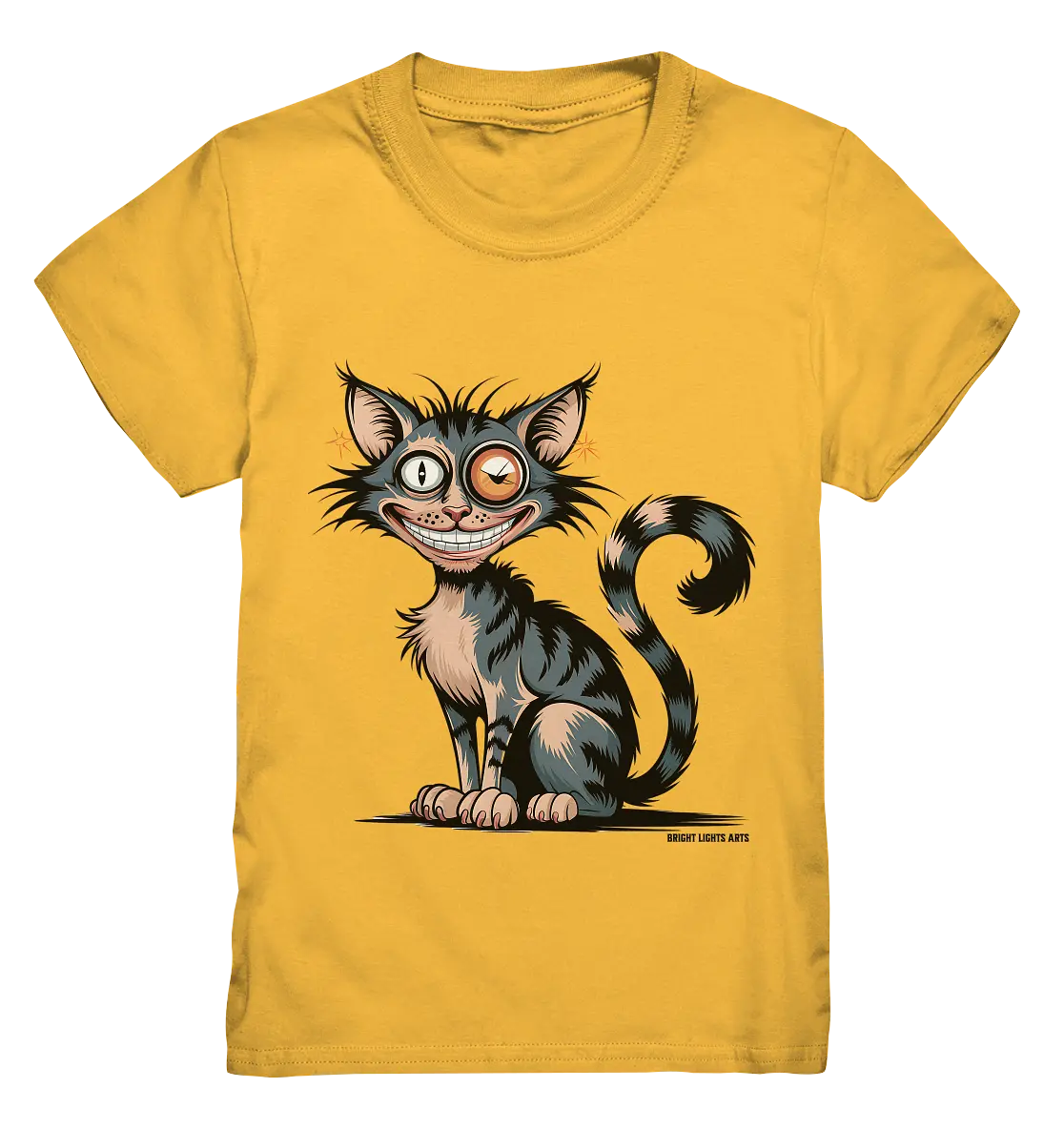 Frech und außergewöhnlich Cartoon Katze mit wildem Blick Ein humorvolles Design - Kids Premium Shirt Bright Lights Arts