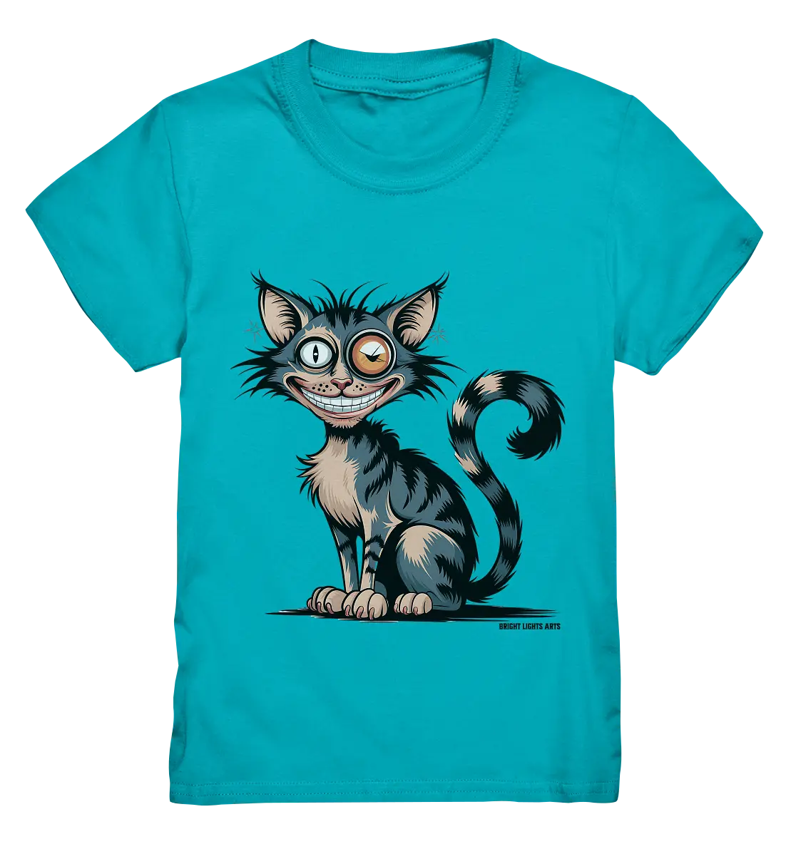 Frech und außergewöhnlich Cartoon Katze mit wildem Blick Ein humorvolles Design - Kids Premium Shirt Bright Lights Arts