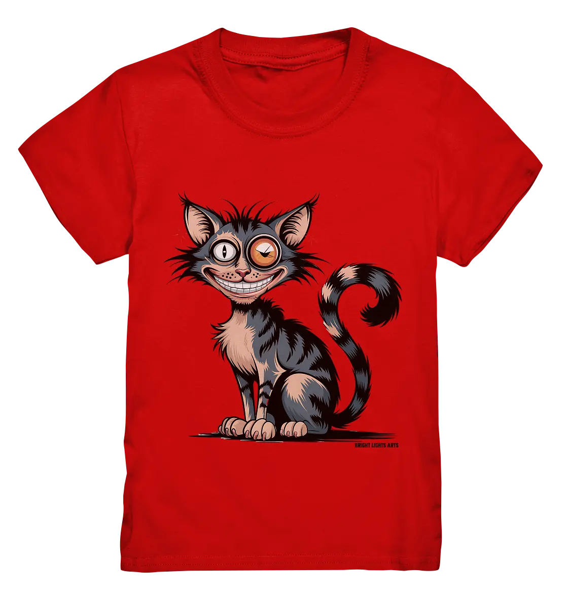 Frech und außergewöhnlich Cartoon Katze mit wildem Blick Ein humorvolles Design - Kids Premium Shirt Bright Lights Arts