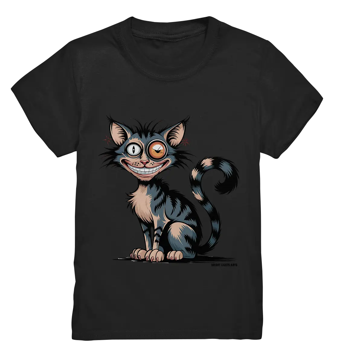 Frech und außergewöhnlich Cartoon Katze mit wildem Blick Ein humorvolles Design - Kids Premium Shirt Bright Lights Arts