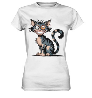 Frech und außergewöhnlich Cartoon Katze mit wildem Blick Ein humorvolles Design - Ladies Premium Shirt Bright Lights Arts