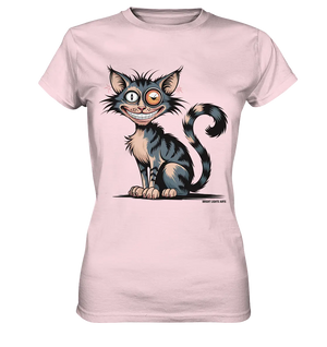 Frech und außergewöhnlich Cartoon Katze mit wildem Blick Ein humorvolles Design - Ladies Premium Shirt Bright Lights Arts