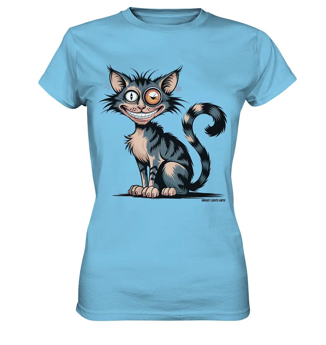 Frech und außergewöhnlich Cartoon Katze mit wildem Blick Ein humorvolles Design - Ladies Premium Shirt Bright Lights Arts