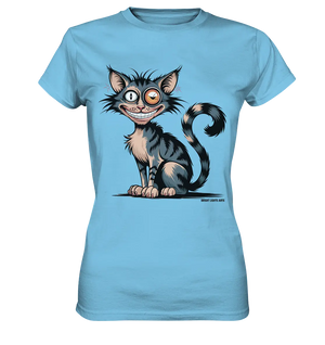 Frech und außergewöhnlich Cartoon Katze mit wildem Blick Ein humorvolles Design - Ladies Premium Shirt Bright Lights Arts