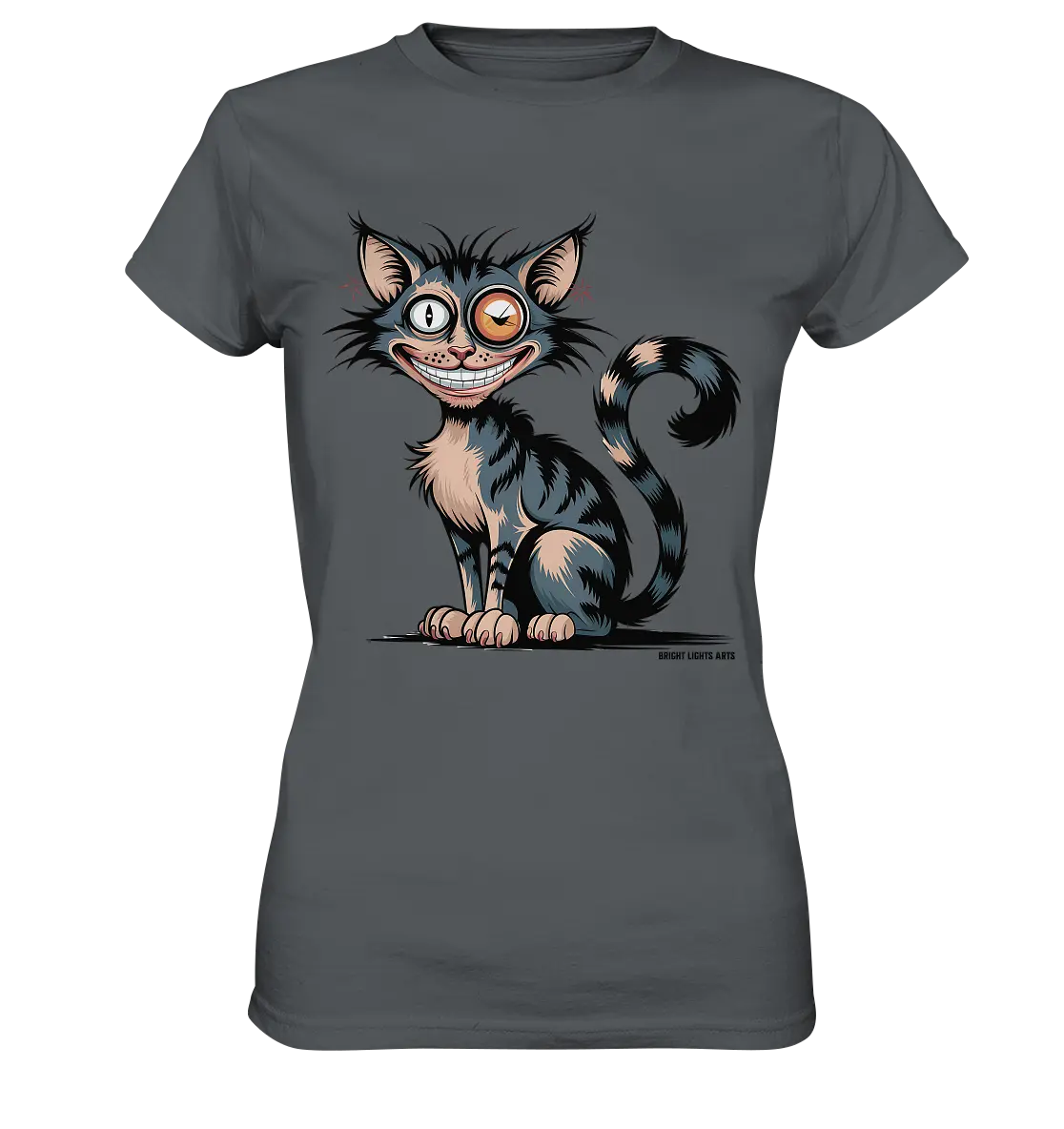Frech und außergewöhnlich Cartoon Katze mit wildem Blick Ein humorvolles Design - Ladies Premium Shirt Bright Lights Arts