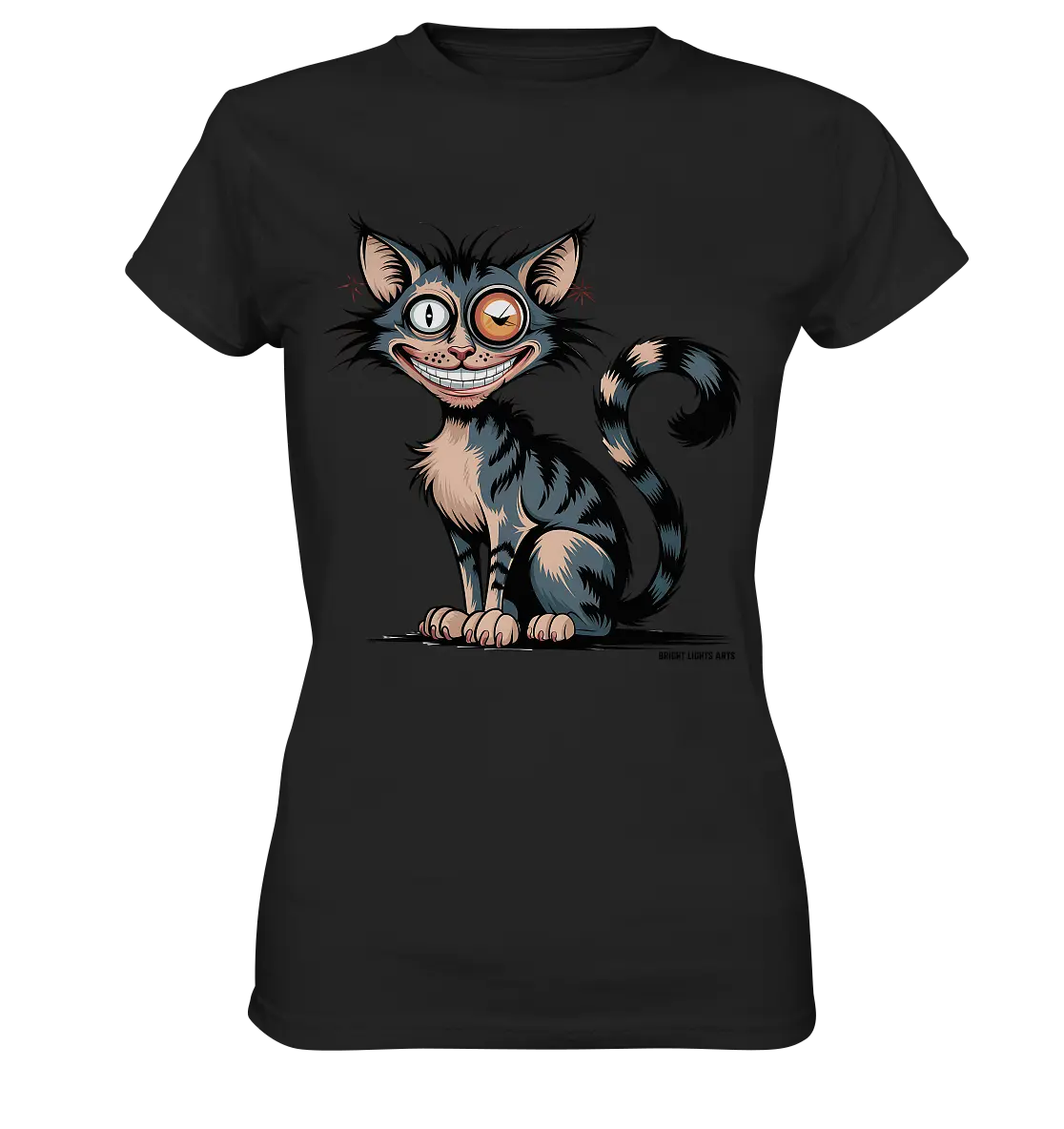 Frech und außergewöhnlich Cartoon Katze mit wildem Blick Ein humorvolles Design - Ladies Premium Shirt Bright Lights Arts