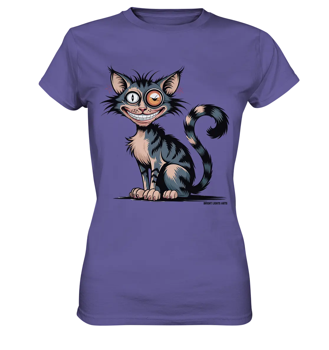 Frech und außergewöhnlich Cartoon Katze mit wildem Blick Ein humorvolles Design - Ladies Premium Shirt Bright Lights Arts