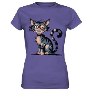Frech und außergewöhnlich Cartoon Katze mit wildem Blick Ein humorvolles Design - Ladies Premium Shirt Bright Lights Arts