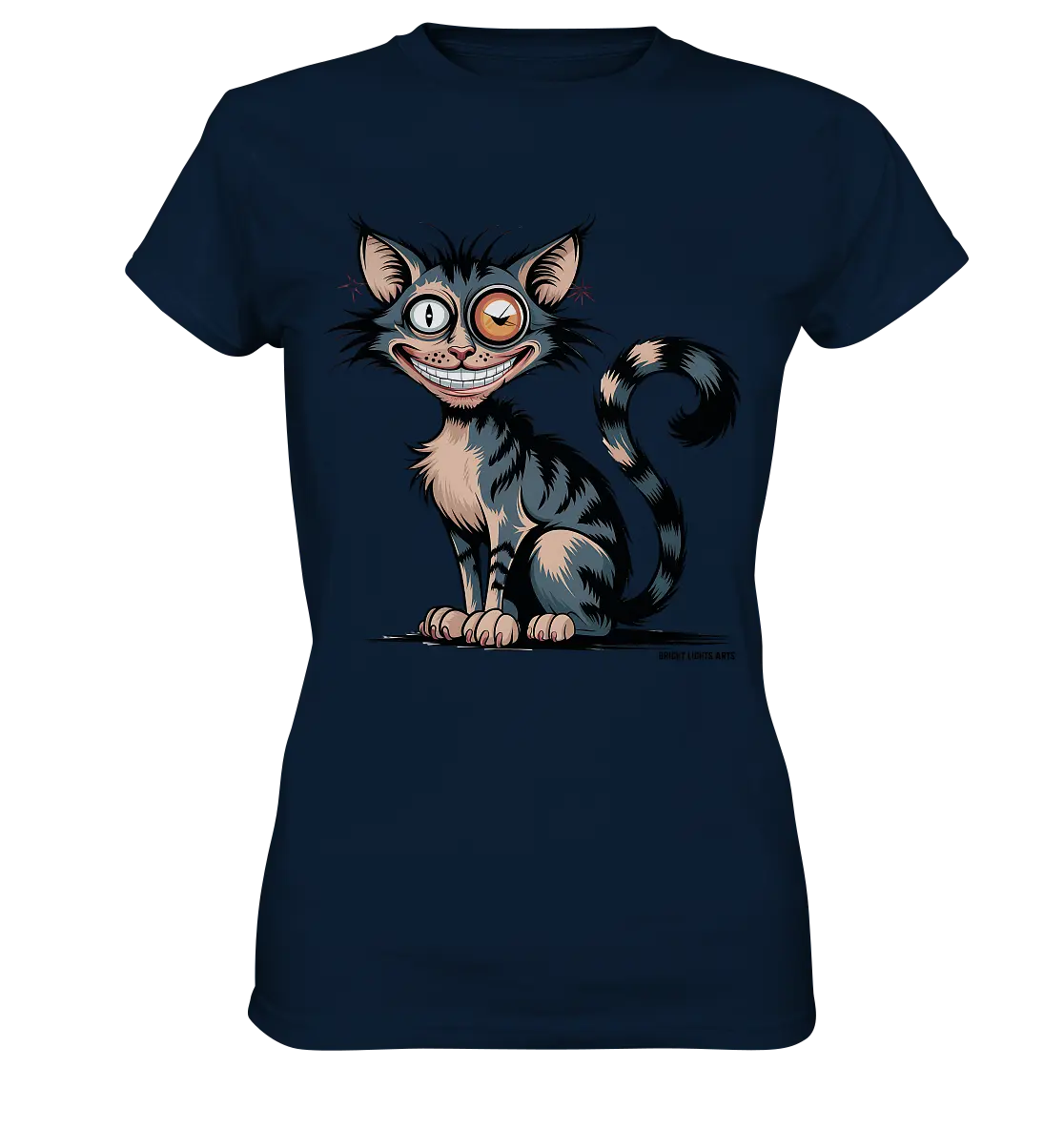 Frech und außergewöhnlich Cartoon Katze mit wildem Blick Ein humorvolles Design - Ladies Premium Shirt Bright Lights Arts
