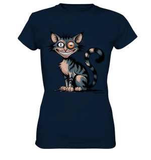 Frech und außergewöhnlich Cartoon Katze mit wildem Blick Ein humorvolles Design - Ladies Premium Shirt Bright Lights Arts