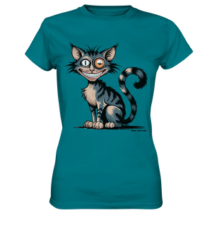 Frech und außergewöhnlich Cartoon Katze mit wildem Blick Ein humorvolles Design - Ladies Premium Shirt Bright Lights Arts