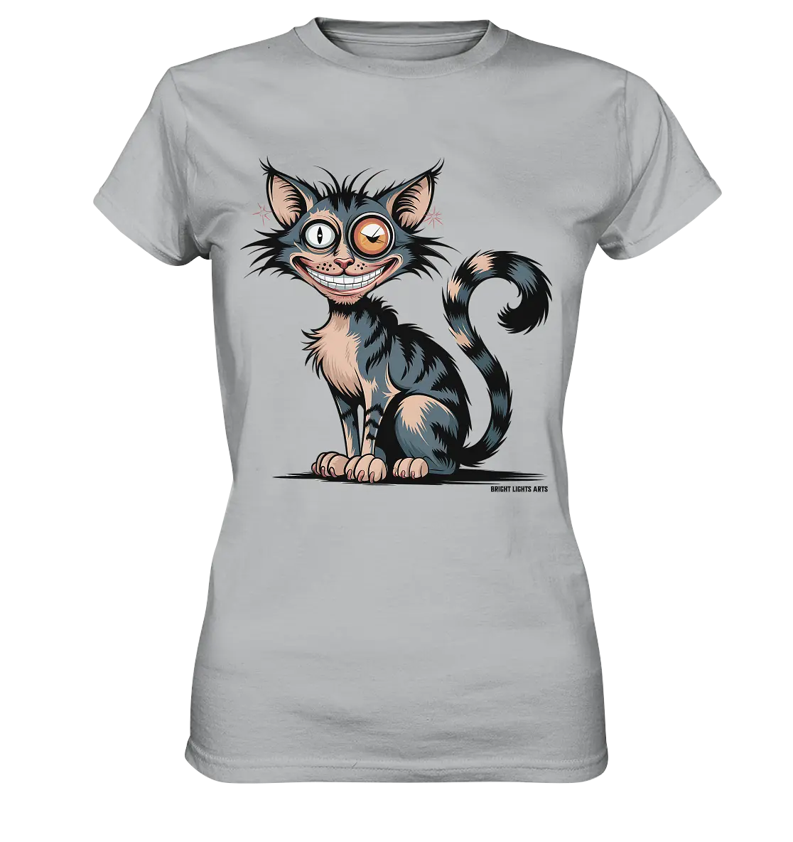 Frech und außergewöhnlich Cartoon Katze mit wildem Blick Ein humorvolles Design - Ladies Premium Shirt Bright Lights Arts