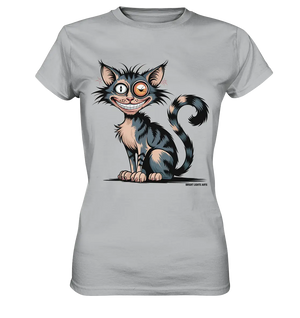 Frech und außergewöhnlich Cartoon Katze mit wildem Blick Ein humorvolles Design - Ladies Premium Shirt Bright Lights Arts