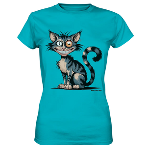 Frech und außergewöhnlich Cartoon Katze mit wildem Blick Ein humorvolles Design - Ladies Premium Shirt Bright Lights Arts