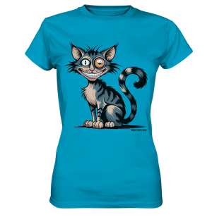 Frech und außergewöhnlich Cartoon Katze mit wildem Blick Ein humorvolles Design - Ladies Premium Shirt Bright Lights Arts