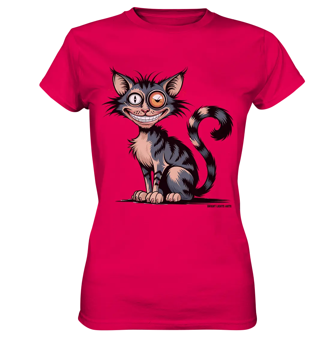 Frech und außergewöhnlich Cartoon Katze mit wildem Blick Ein humorvolles Design - Ladies Premium Shirt Bright Lights Arts