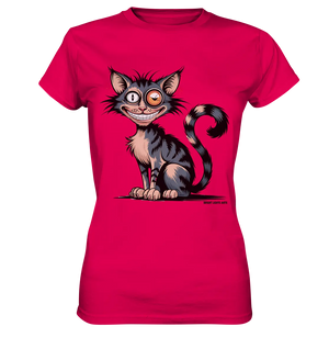 Frech und außergewöhnlich Cartoon Katze mit wildem Blick Ein humorvolles Design - Ladies Premium Shirt Bright Lights Arts