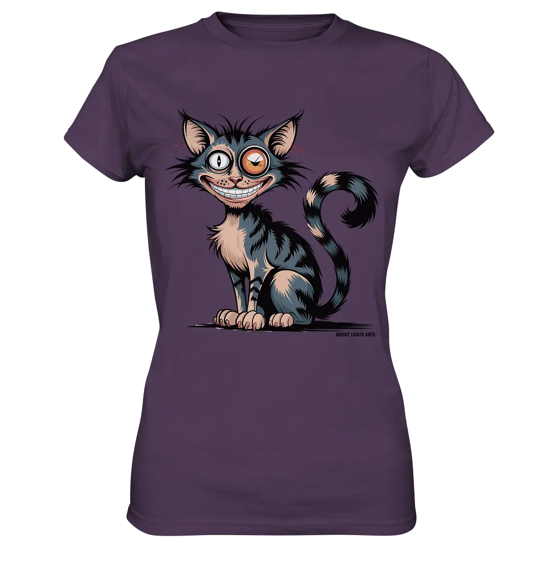 Frech und außergewöhnlich Cartoon Katze mit wildem Blick Ein humorvolles Design - Ladies Premium Shirt Bright Lights Arts