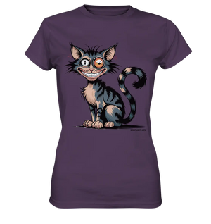 Frech und außergewöhnlich Cartoon Katze mit wildem Blick Ein humorvolles Design - Ladies Premium Shirt Bright Lights Arts