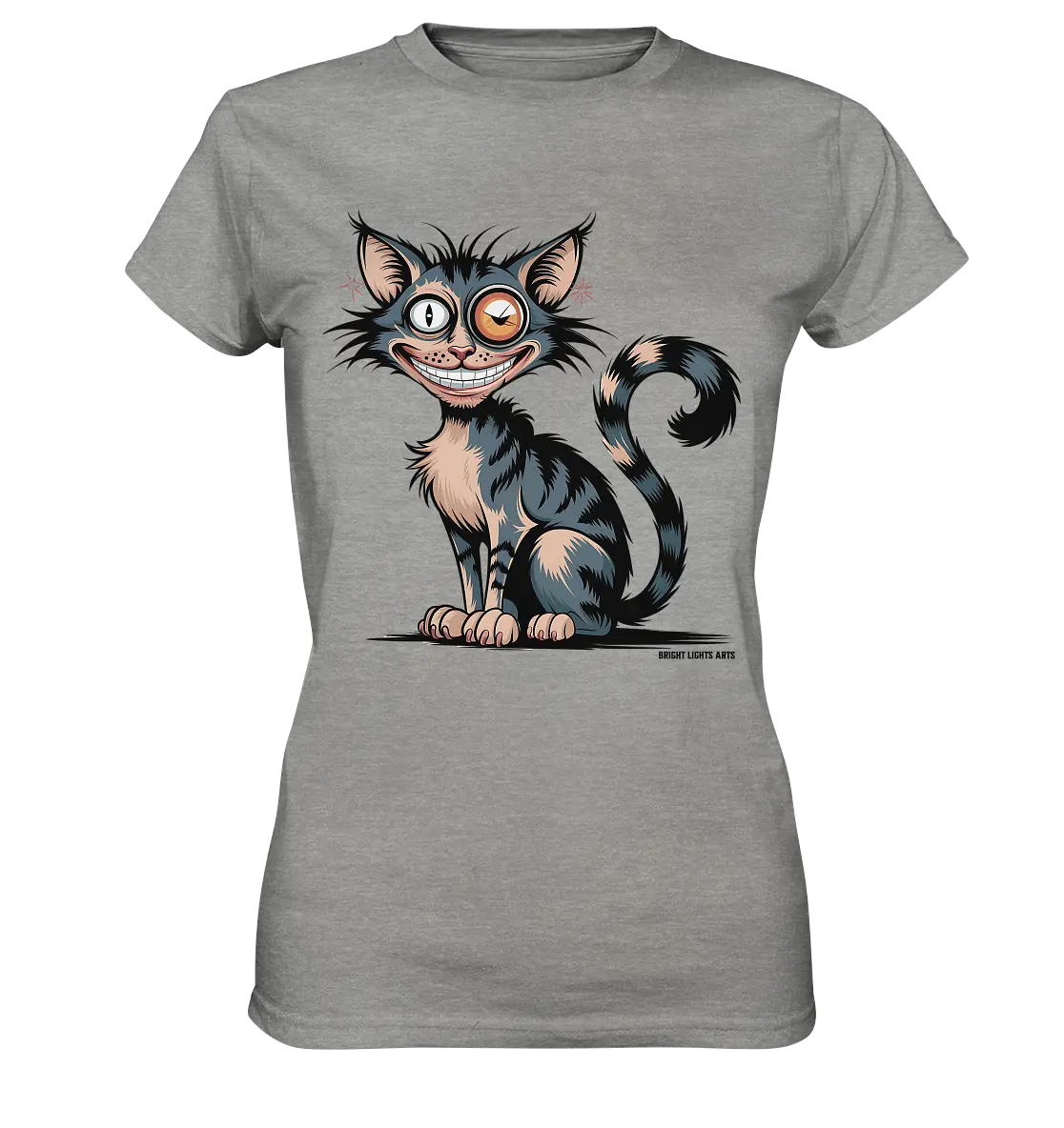 Frech und außergewöhnlich Cartoon Katze mit wildem Blick Ein humorvolles Design - Ladies Premium Shirt Bright Lights Arts