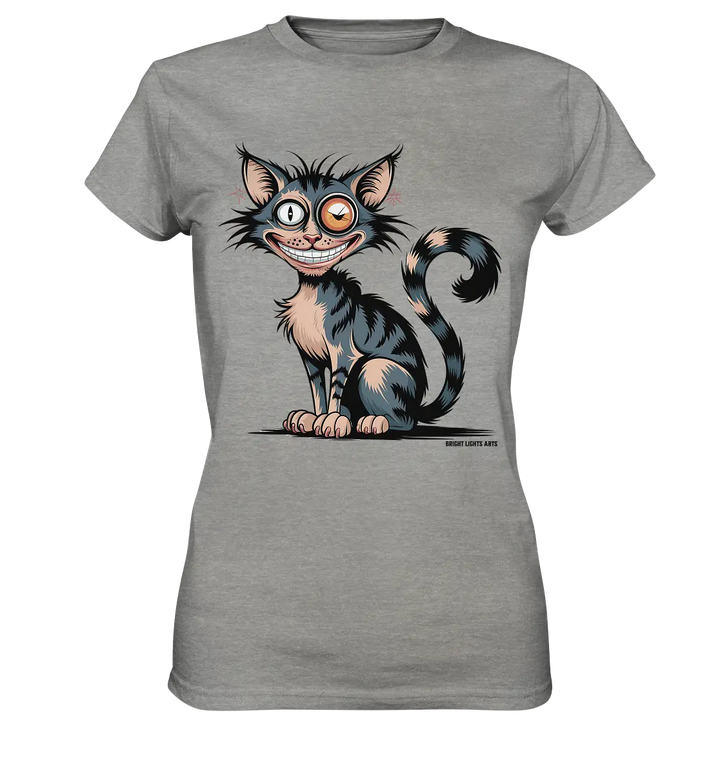 Frech und außergewöhnlich Cartoon Katze mit wildem Blick Ein humorvolles Design - Ladies Premium Shirt Bright Lights Arts