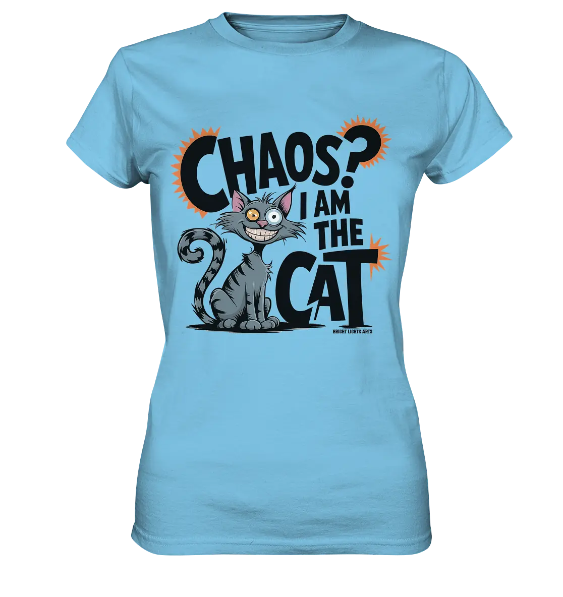 Frech und außergewöhnlich Cartoon Katze mit wildem Blick Ein humorvolles Design - Ladies Premium Shirt Bright Lights Arts