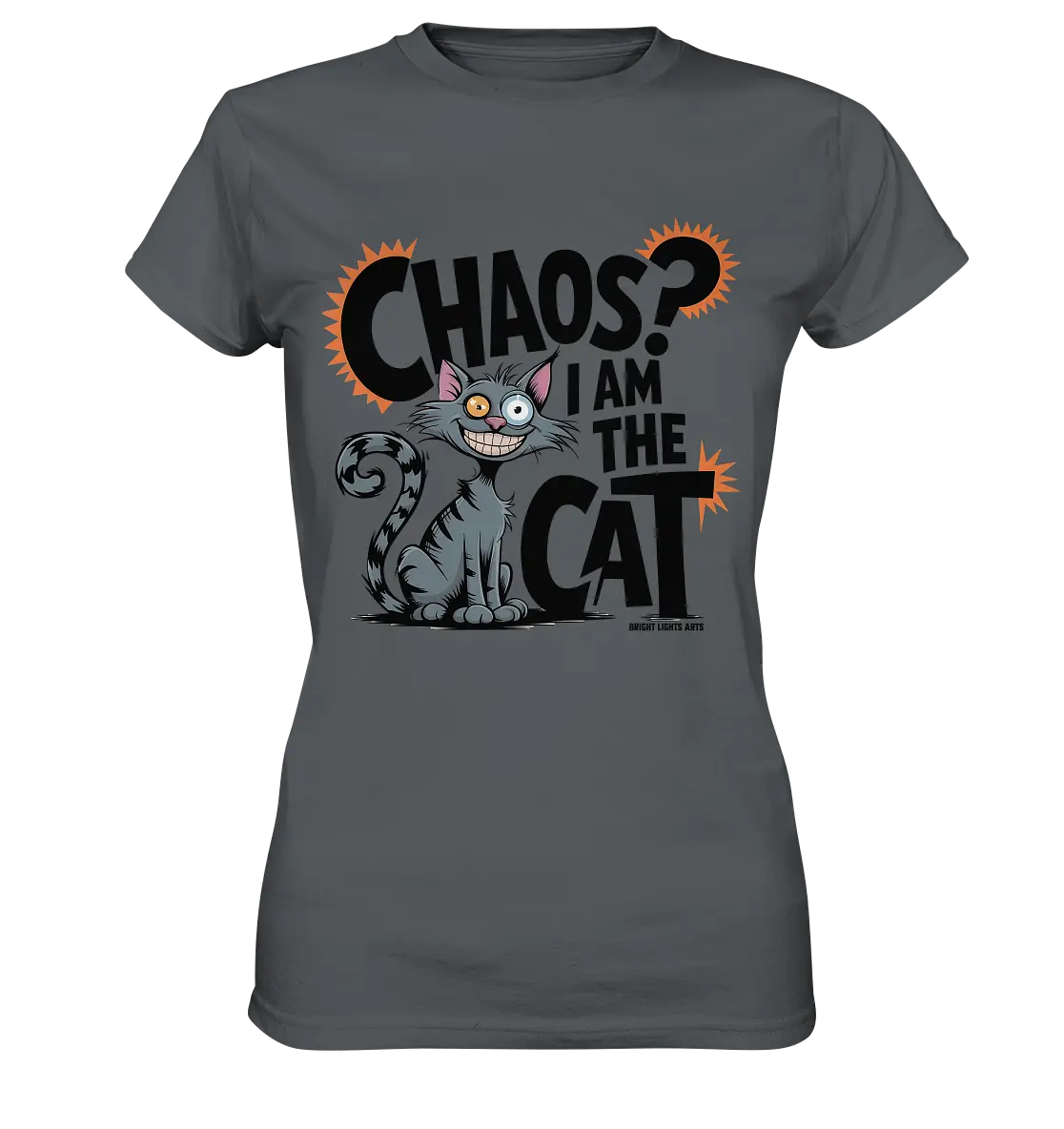 Frech und außergewöhnlich Cartoon Katze mit wildem Blick Ein humorvolles Design - Ladies Premium Shirt Bright Lights Arts