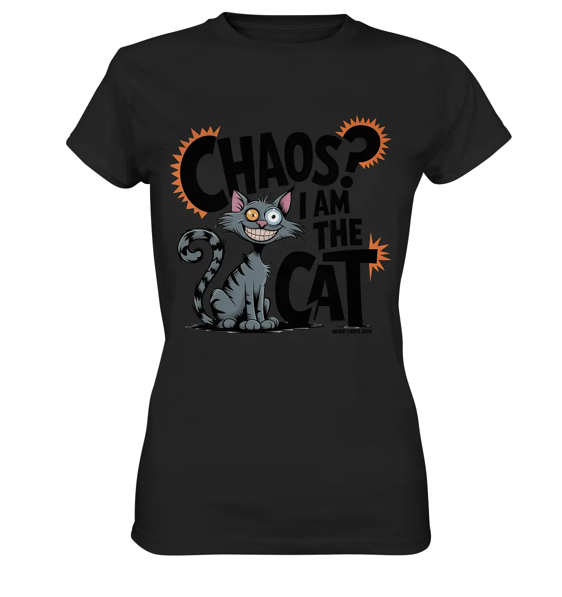 Frech und außergewöhnlich Cartoon Katze mit wildem Blick Ein humorvolles Design - Ladies Premium Shirt Bright Lights Arts