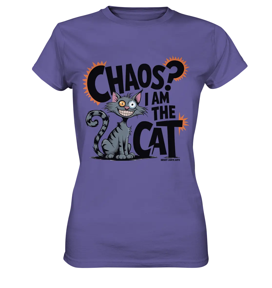 Frech und außergewöhnlich Cartoon Katze mit wildem Blick Ein humorvolles Design - Ladies Premium Shirt Bright Lights Arts