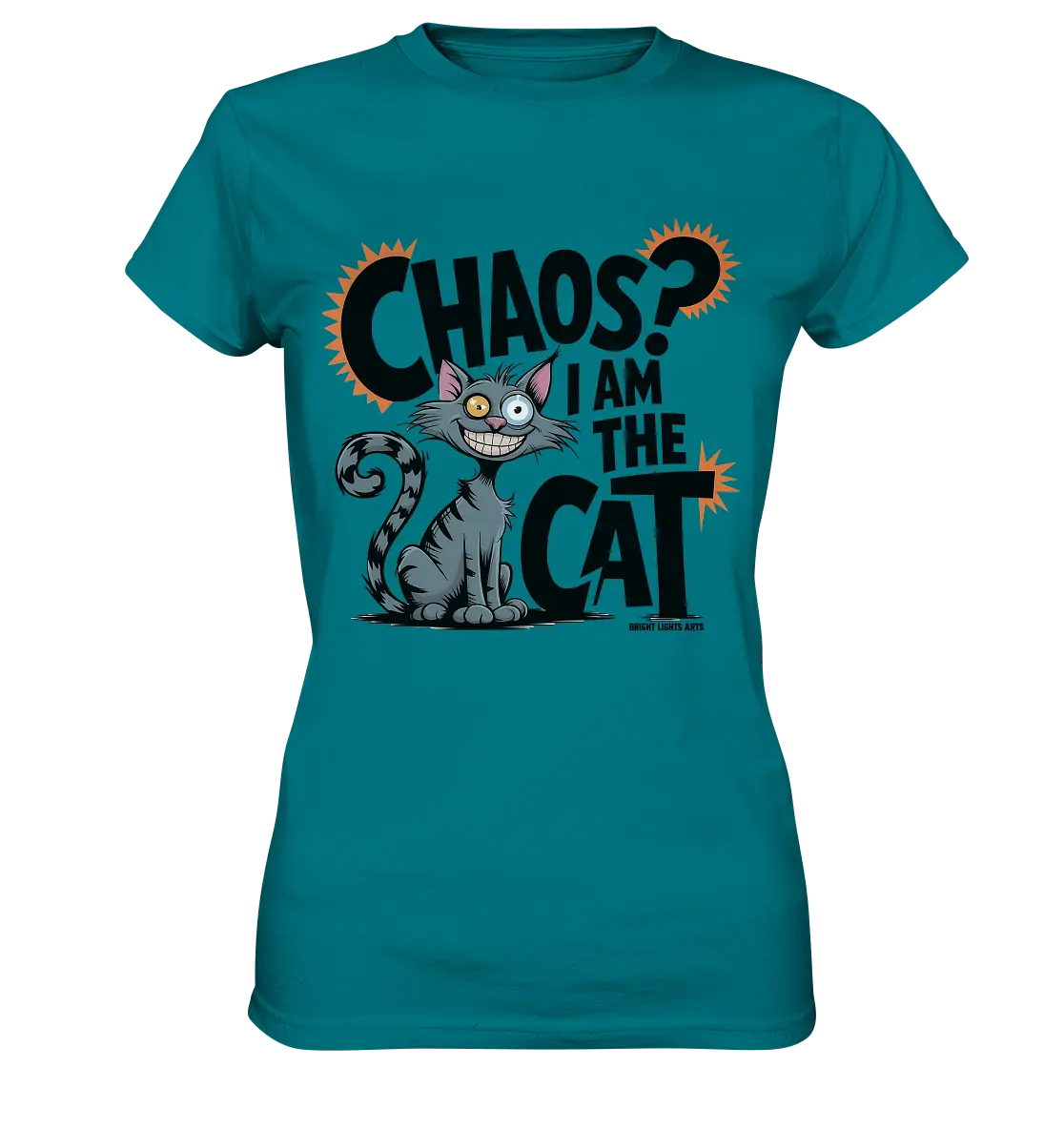 Frech und außergewöhnlich Cartoon Katze mit wildem Blick Ein humorvolles Design - Ladies Premium Shirt Bright Lights Arts