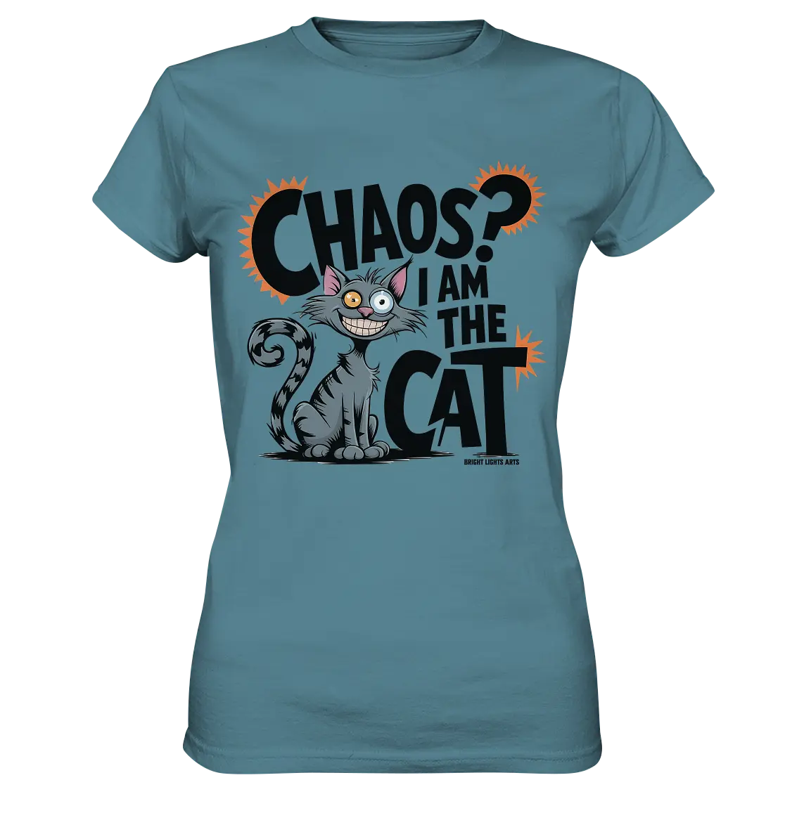 Frech und außergewöhnlich Cartoon Katze mit wildem Blick Ein humorvolles Design - Ladies Premium Shirt Bright Lights Arts
