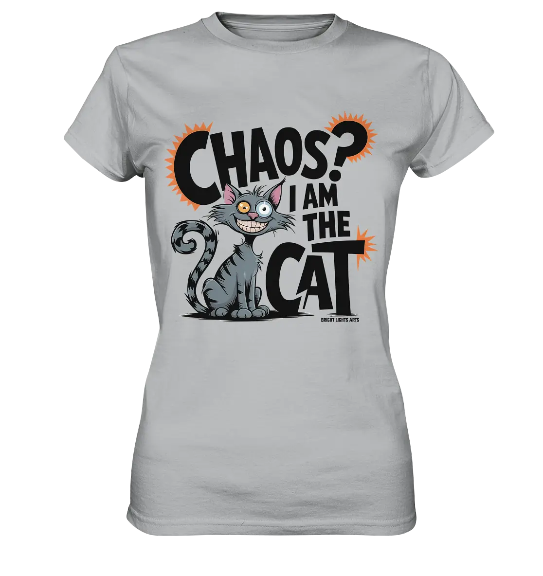 Frech und außergewöhnlich Cartoon Katze mit wildem Blick Ein humorvolles Design - Ladies Premium Shirt Bright Lights Arts