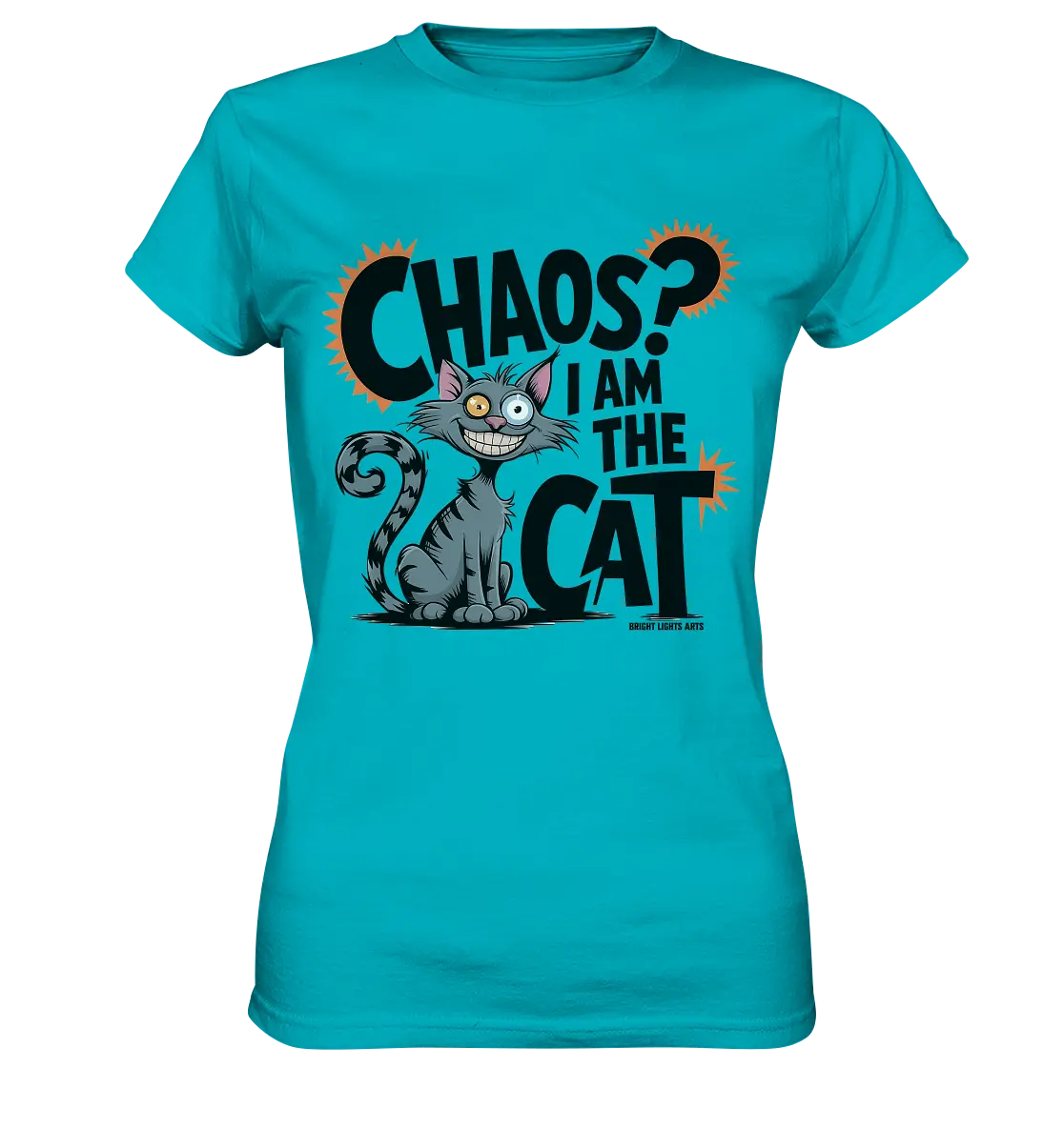 Frech und außergewöhnlich Cartoon Katze mit wildem Blick Ein humorvolles Design - Ladies Premium Shirt Bright Lights Arts