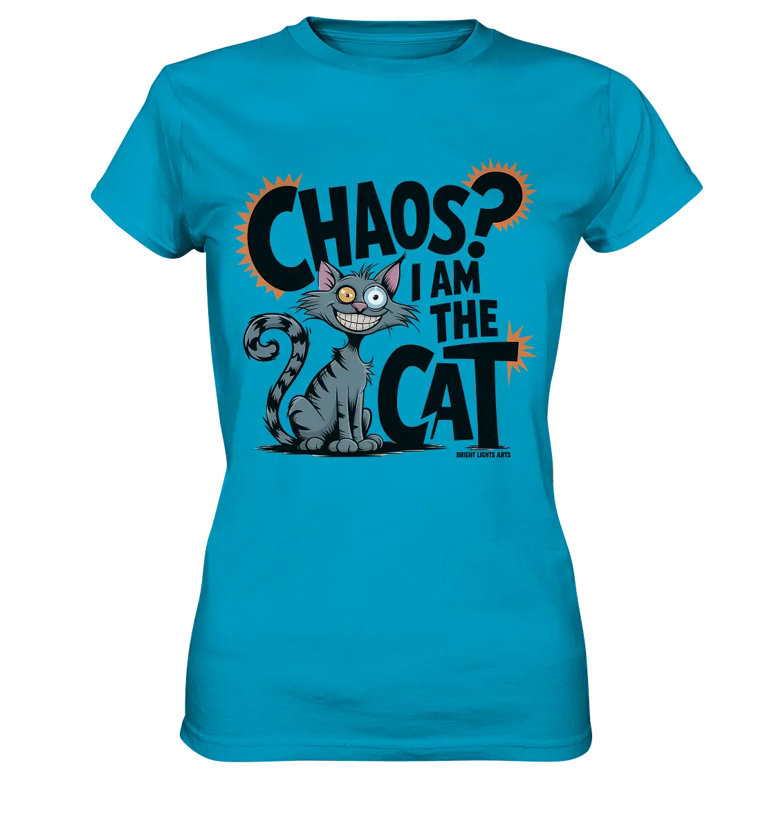 Frech und außergewöhnlich Cartoon Katze mit wildem Blick Ein humorvolles Design - Ladies Premium Shirt Bright Lights Arts