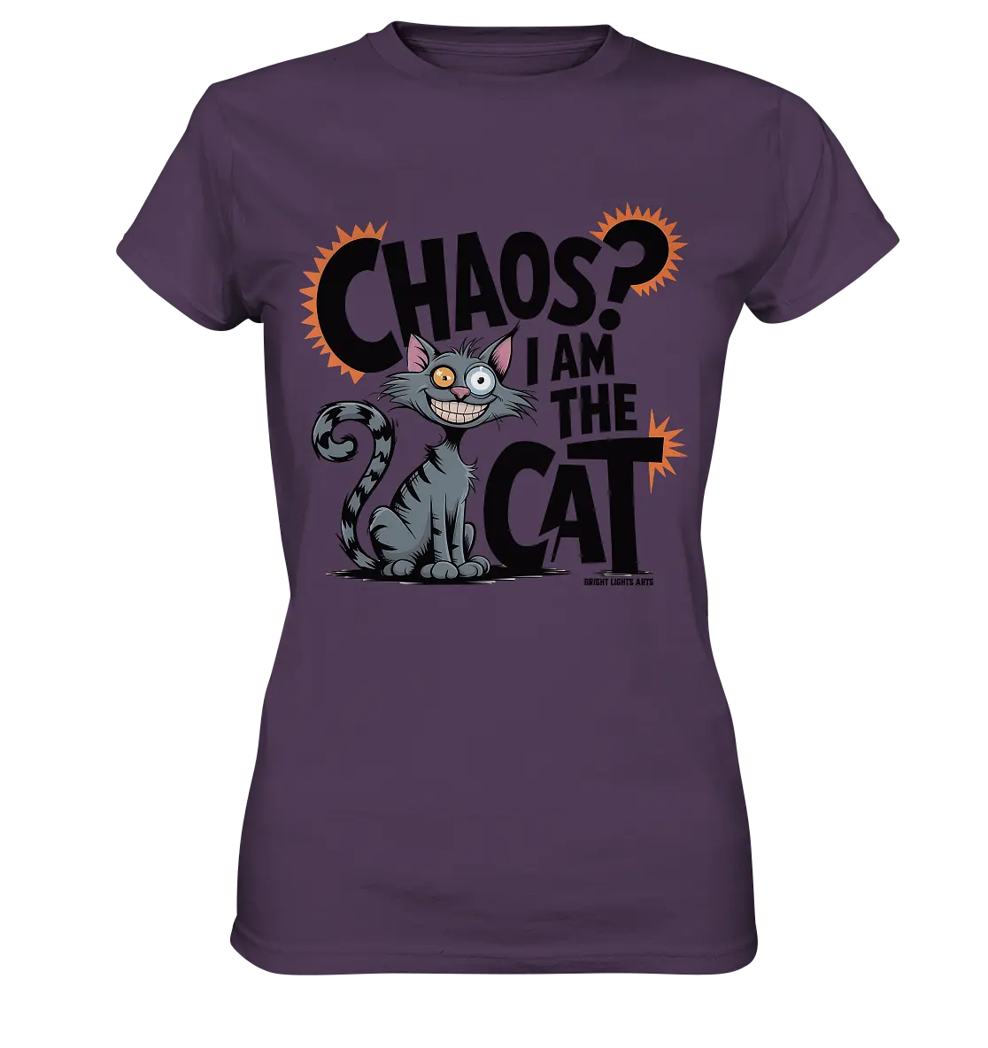 Frech und außergewöhnlich Cartoon Katze mit wildem Blick Ein humorvolles Design - Ladies Premium Shirt Bright Lights Arts