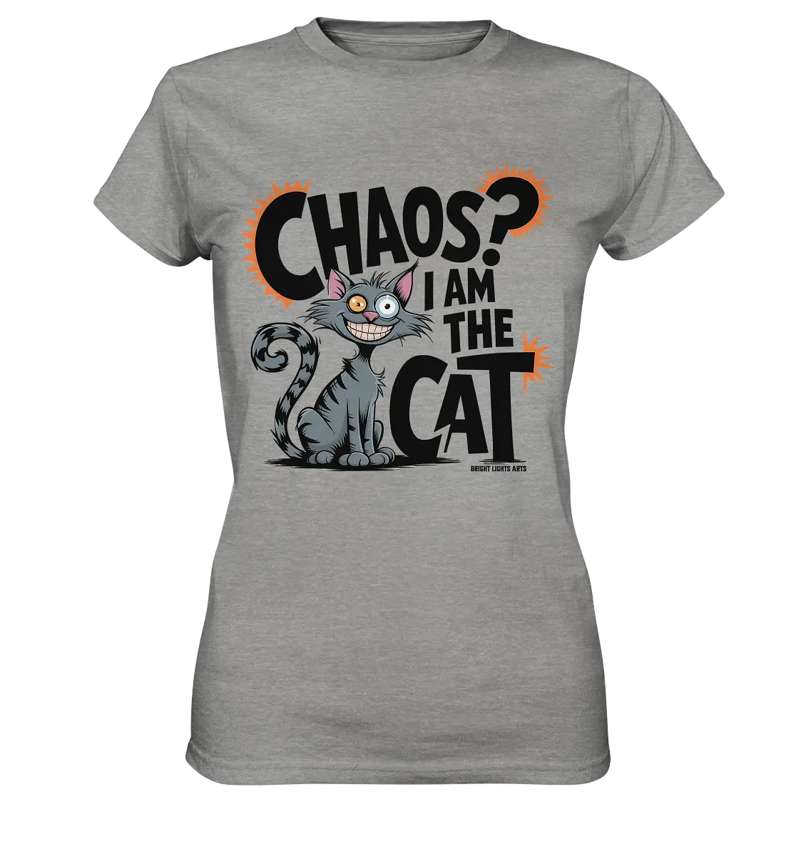 Frech und außergewöhnlich Cartoon Katze mit wildem Blick Ein humorvolles Design - Ladies Premium Shirt Bright Lights Arts