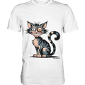 Frech und außergewöhnlich Cartoon Katze mit wildem Blick Ein humorvolles Design - Premium Shirt Bright Lights Arts