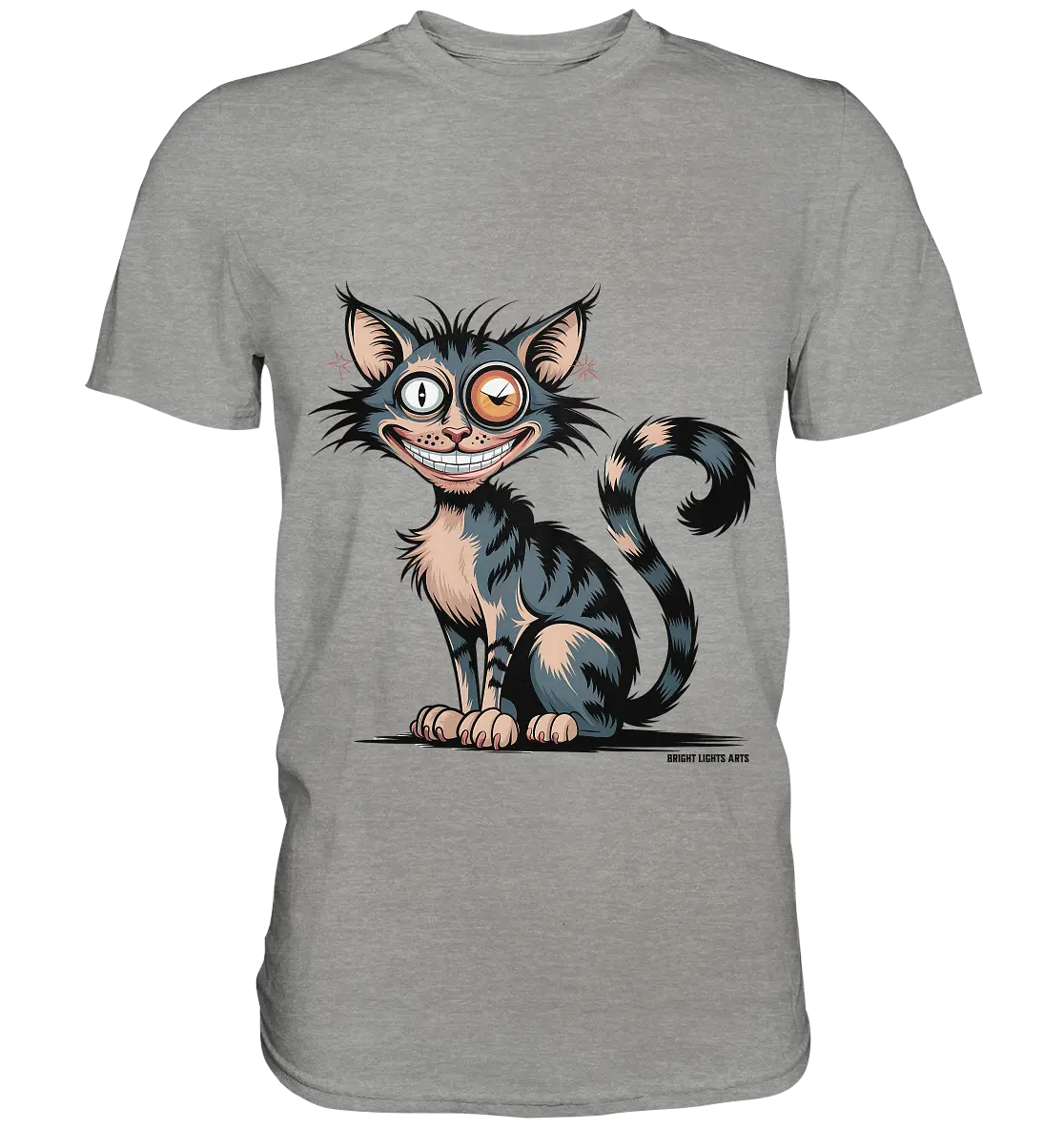 Frech und außergewöhnlich Cartoon Katze mit wildem Blick Ein humorvolles Design - Premium Shirt Bright Lights Arts