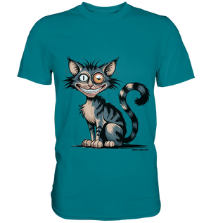 Frech und außergewöhnlich Cartoon Katze mit wildem Blick Ein humorvolles Design - Premium Shirt Bright Lights Arts