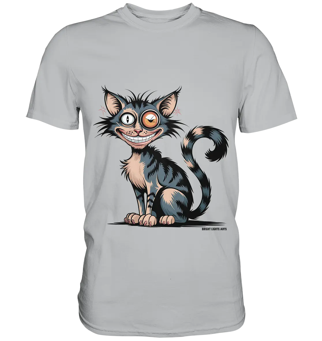 Frech und außergewöhnlich Cartoon Katze mit wildem Blick Ein humorvolles Design - Premium Shirt Bright Lights Arts