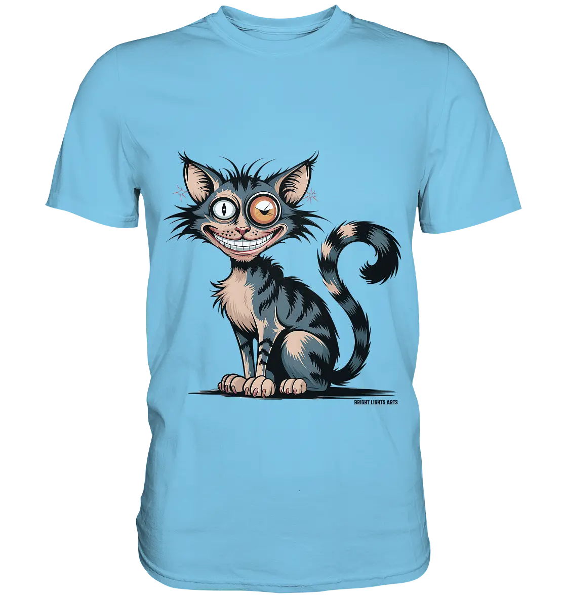 Frech und außergewöhnlich Cartoon Katze mit wildem Blick Ein humorvolles Design - Premium Shirt Bright Lights Arts