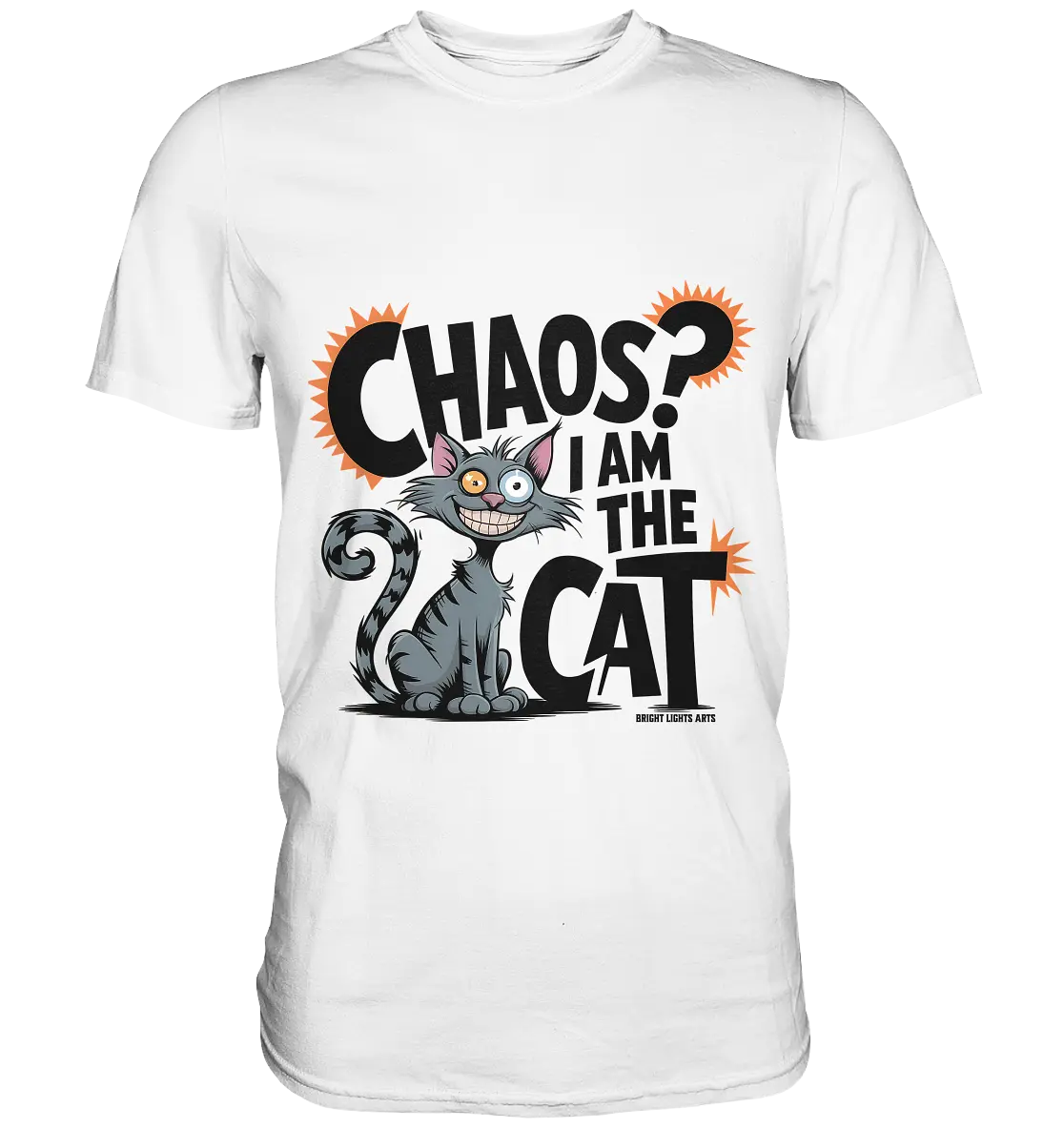 Frech und außergewöhnlich Cartoon Katze mit wildem Blick Ein humorvolles Design - Premium Shirt Bright Lights Arts