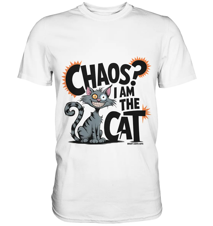 Frech und außergewöhnlich Cartoon Katze mit wildem Blick Ein humorvolles Design - Premium Shirt Bright Lights Arts