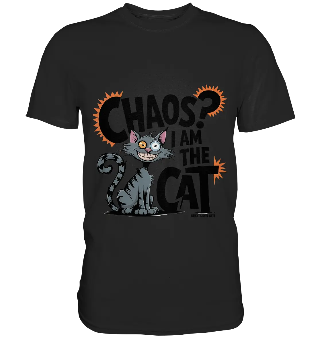 Frech und außergewöhnlich Cartoon Katze mit wildem Blick Ein humorvolles Design - Premium Shirt Bright Lights Arts