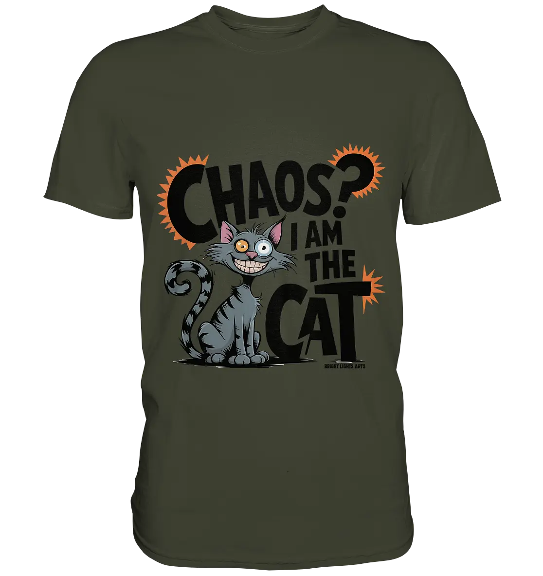 Frech und außergewöhnlich Cartoon Katze mit wildem Blick Ein humorvolles Design - Premium Shirt Bright Lights Arts