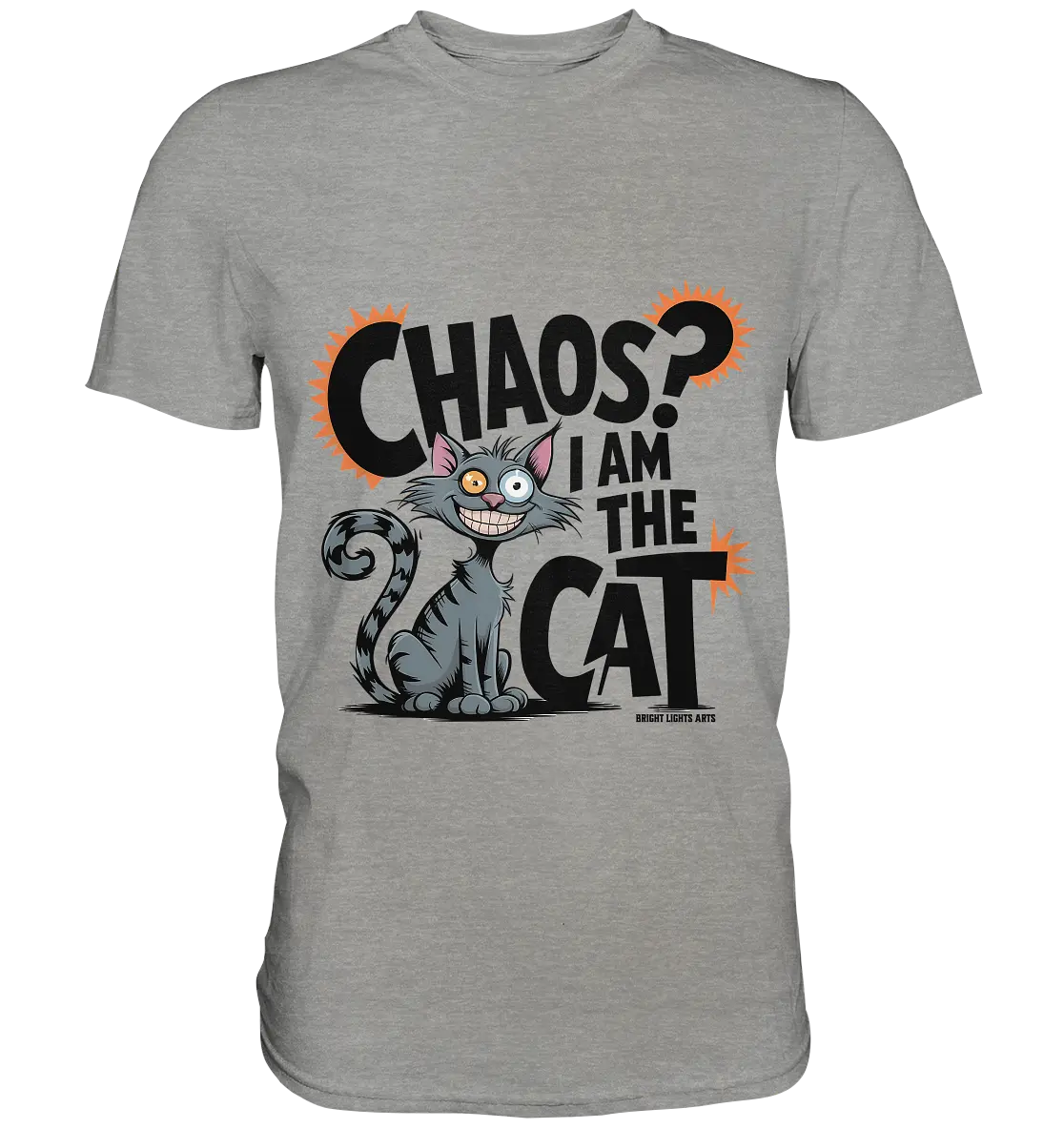 Frech und außergewöhnlich Cartoon Katze mit wildem Blick Ein humorvolles Design - Premium Shirt Bright Lights Arts