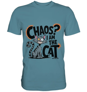 Frech und außergewöhnlich Cartoon Katze mit wildem Blick Ein humorvolles Design - Premium Shirt Bright Lights Arts