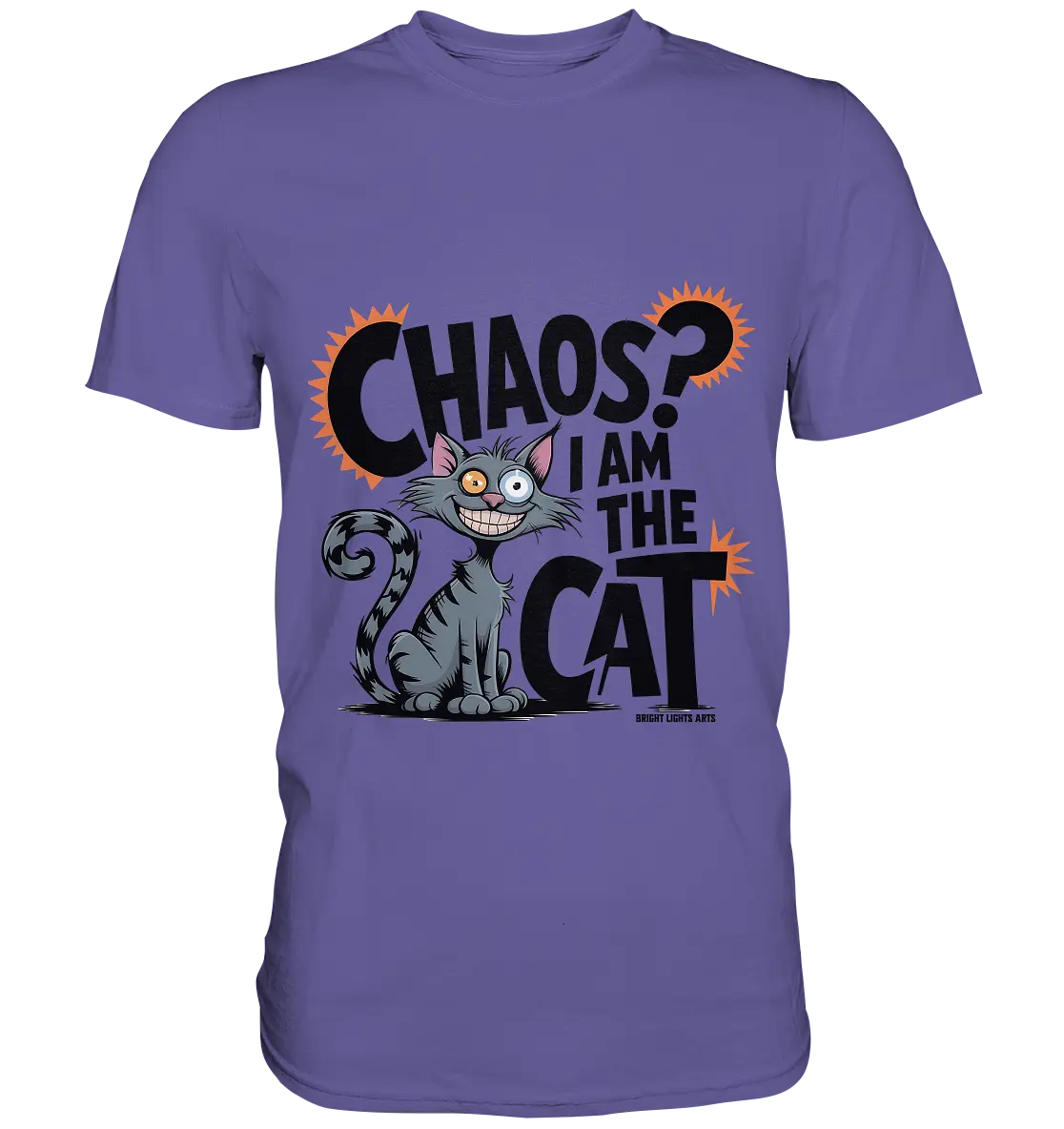 Frech und außergewöhnlich Cartoon Katze mit wildem Blick Ein humorvolles Design - Premium Shirt Bright Lights Arts