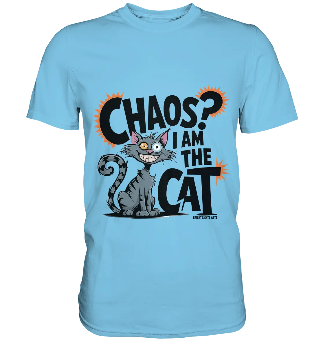 Frech und außergewöhnlich Cartoon Katze mit wildem Blick Ein humorvolles Design - Premium Shirt Bright Lights Arts