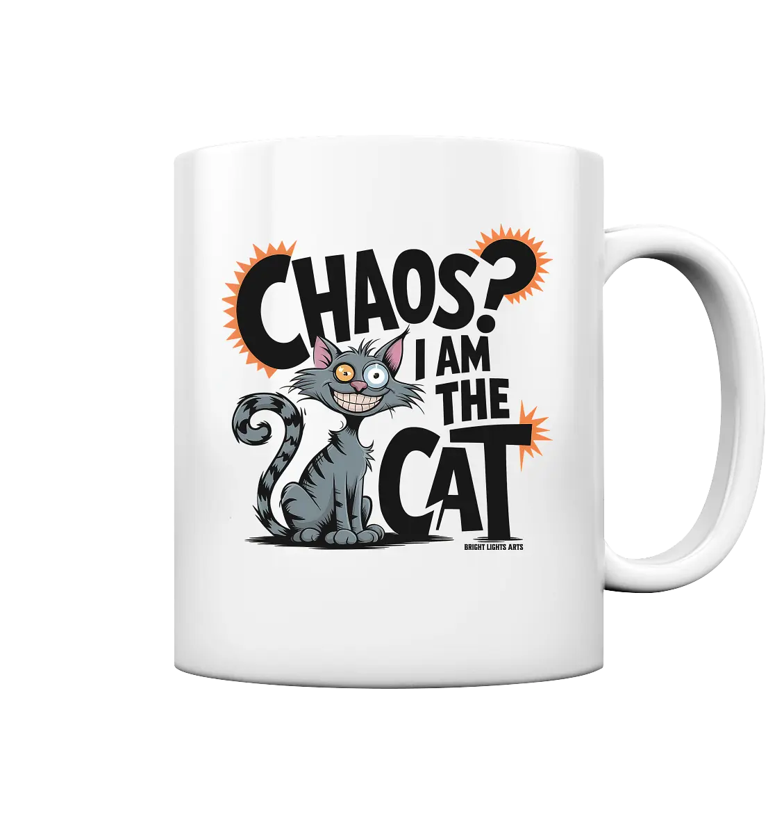 Frech und außergewöhnlich Cartoon Katze mit wildem Blick Ein humorvolles Design - Tasse glossy Bright Lights Arts